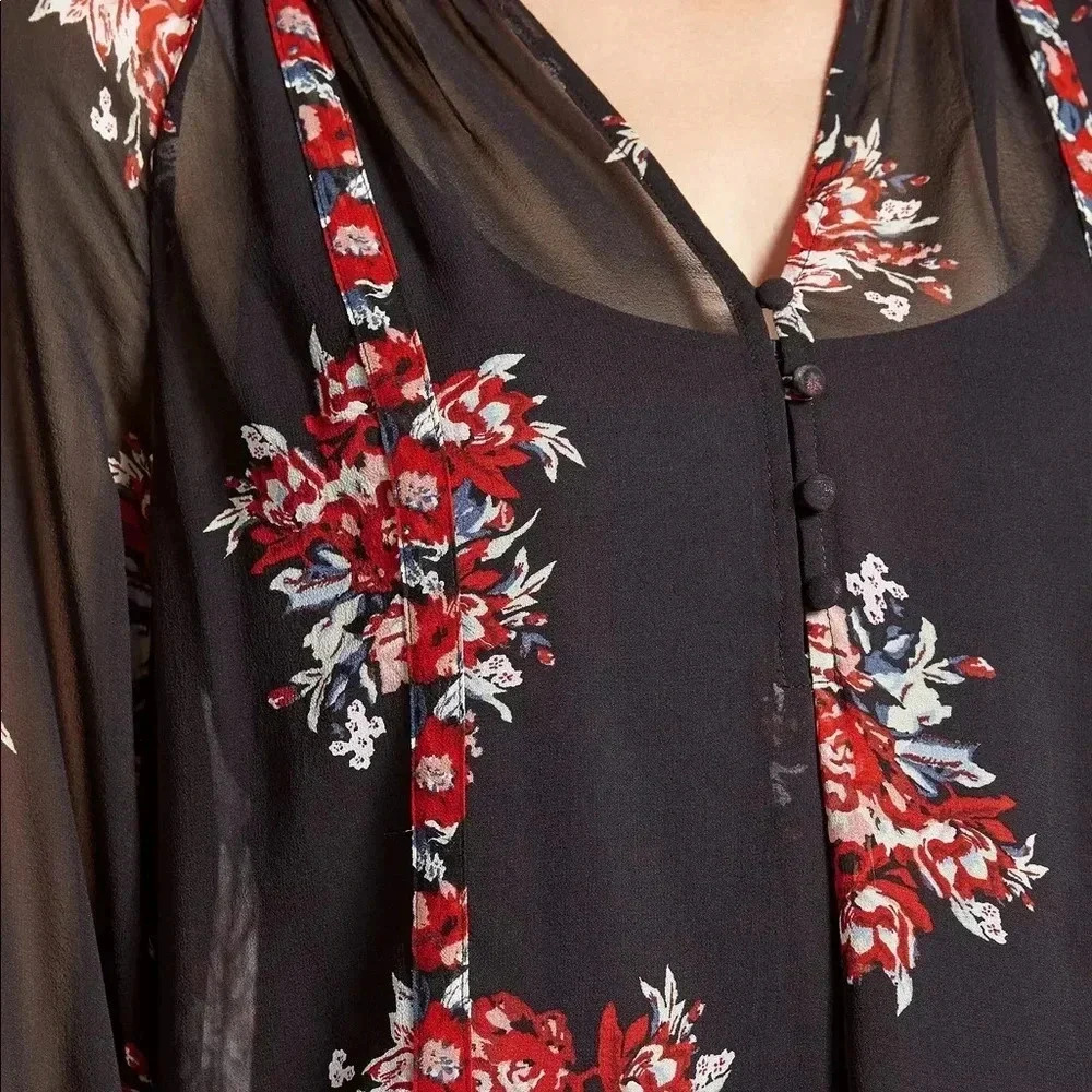 JOIE EUC Gloria F Floral Print Silk Blouse Top - Picture 3 of 10